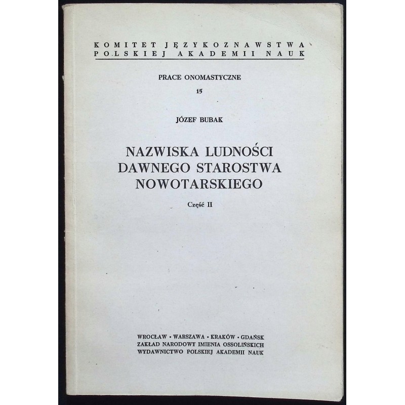 Nazwiska ludności dawnego starostwa nowotarskiego