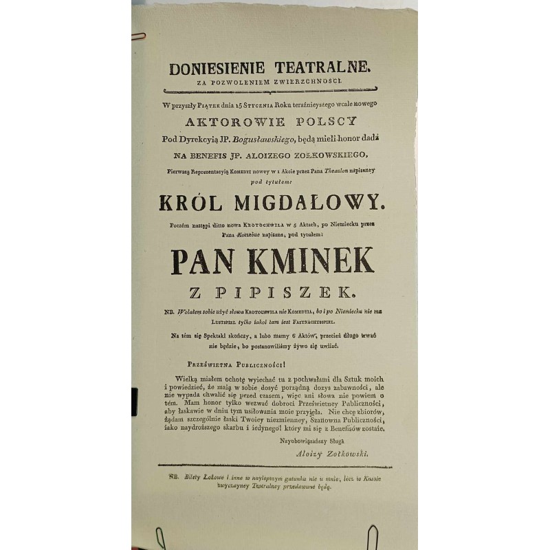 Afisz teatralny: Król migdałowy. Pan Kminek z Pipszek