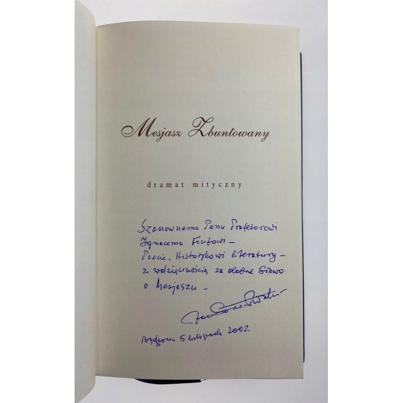 Mesjasz zbuntowany Jan Górec-Rosiński +Autograf