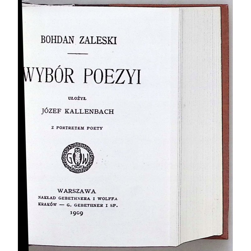Wybór poezyi Bohdan Zaleski