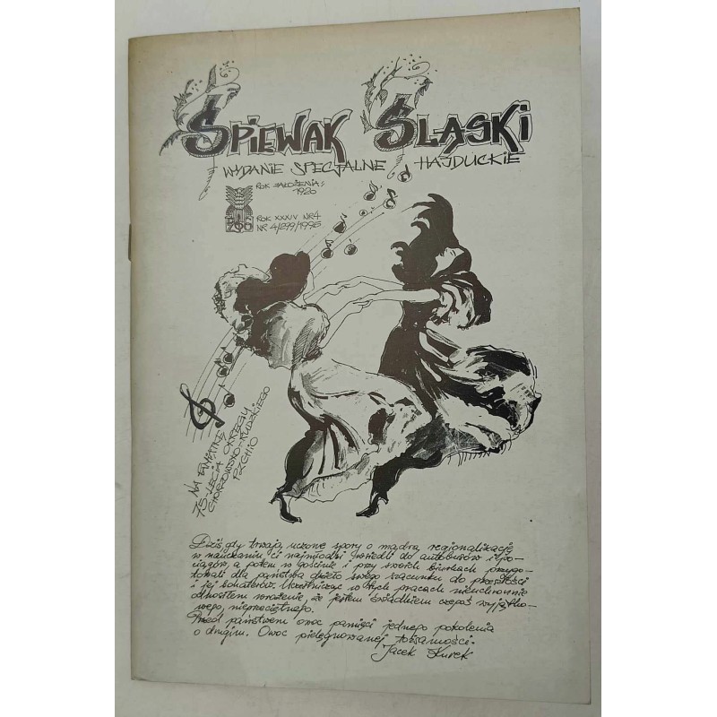 Śpiewak Śląski wydanie specjalne hajduckie rok XXXIV nr 4 + Dodatek nutowy