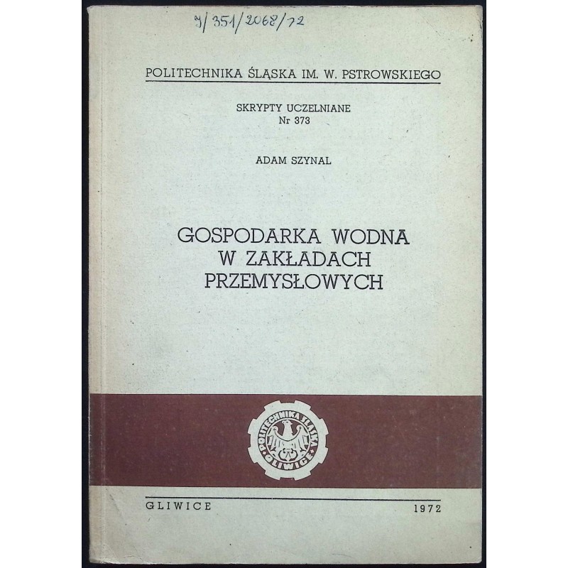 Gospodarka wodna w zakładach przemysłowych Szynal