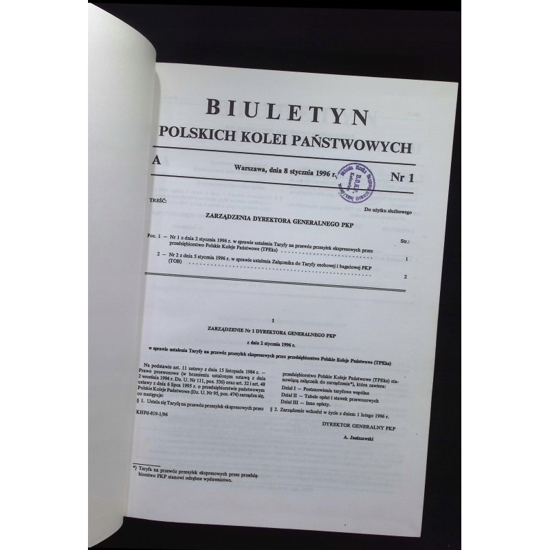 Biuletyn polskich kolei państwowych 1996