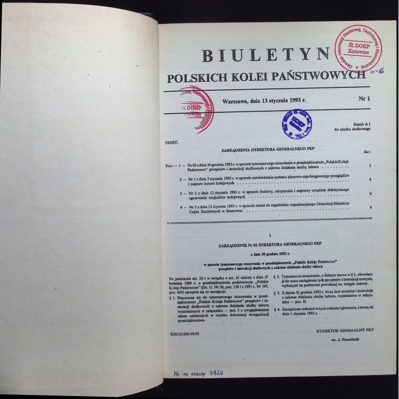 Biuletyn polskich kolei państwowych 1993