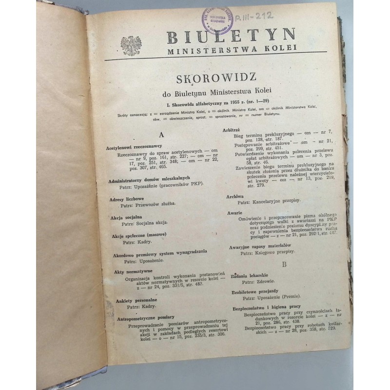 Biuletyn ministerstwa kolei 1955
