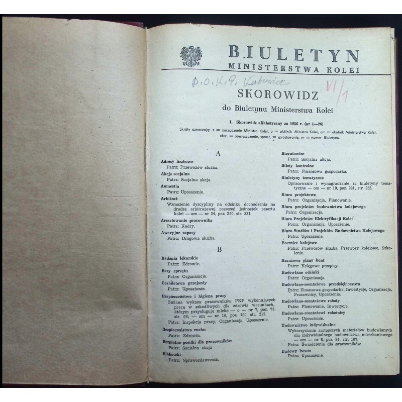 Biuletyn ministerstwa kolei 1956