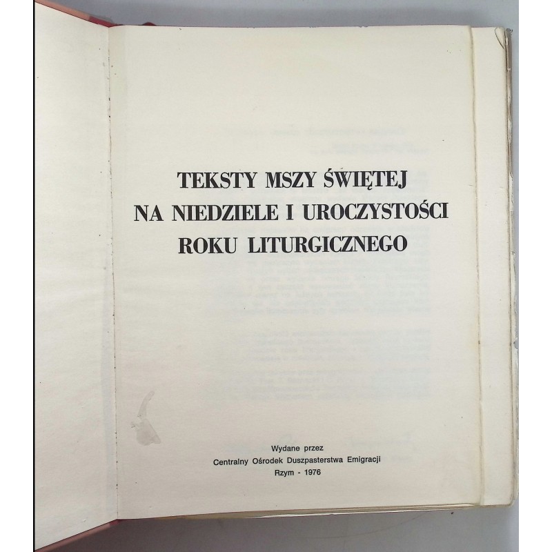 Teksty Mszy Świętej na niedziele i uroczystości roku liturgicznego