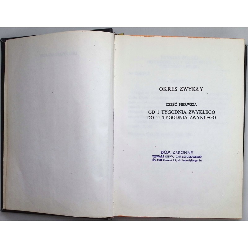 Lekcjonarz mszalny Tom I Okres Zwykły