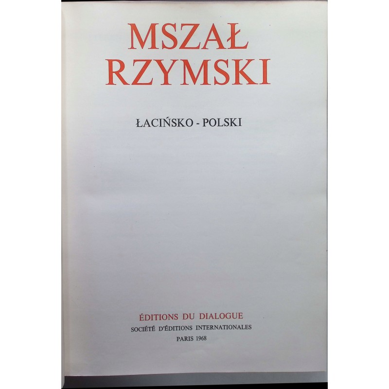 Mszał Rzymski Łacińsko Polski