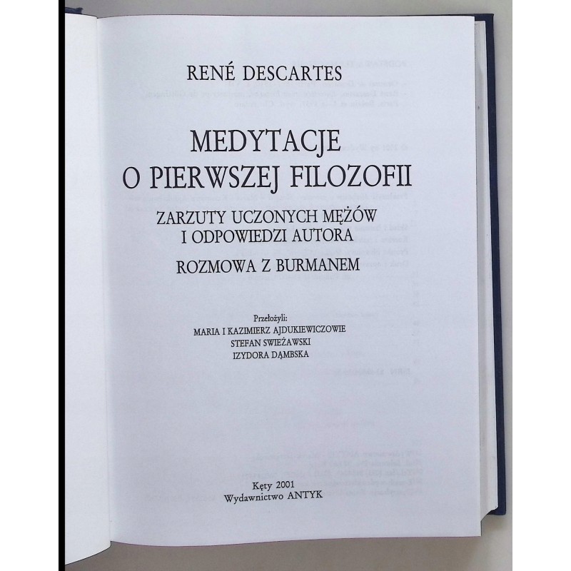 Medytacje o filozofii pierwszej Rene Descartes
