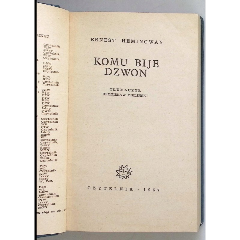 Komu bije dzwon Ernest Hemingway